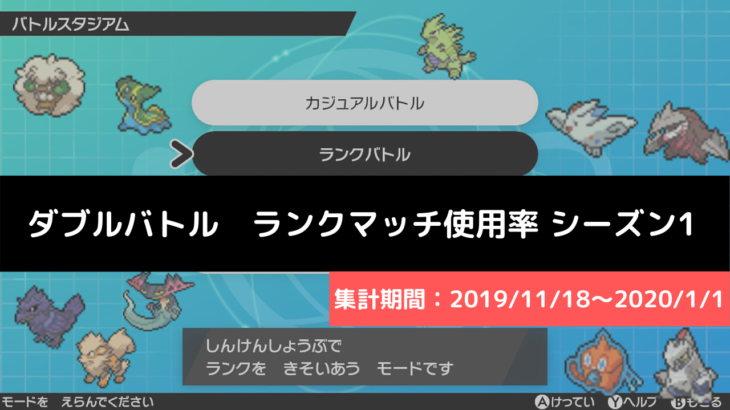 ダブル マスターランク級でのポケモン使用率 シーズン１まとめ リバティノート