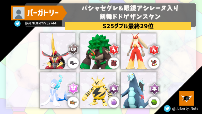S25ダブル最終29位】バシャセグレ&眼鏡アシレーヌ入り 剣舞