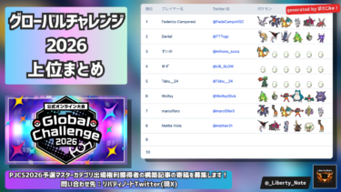 グローバルチャレンジ2026最終順位トップ1000まとめ【ポケモンチャンピオンズ/ダブルバトル】